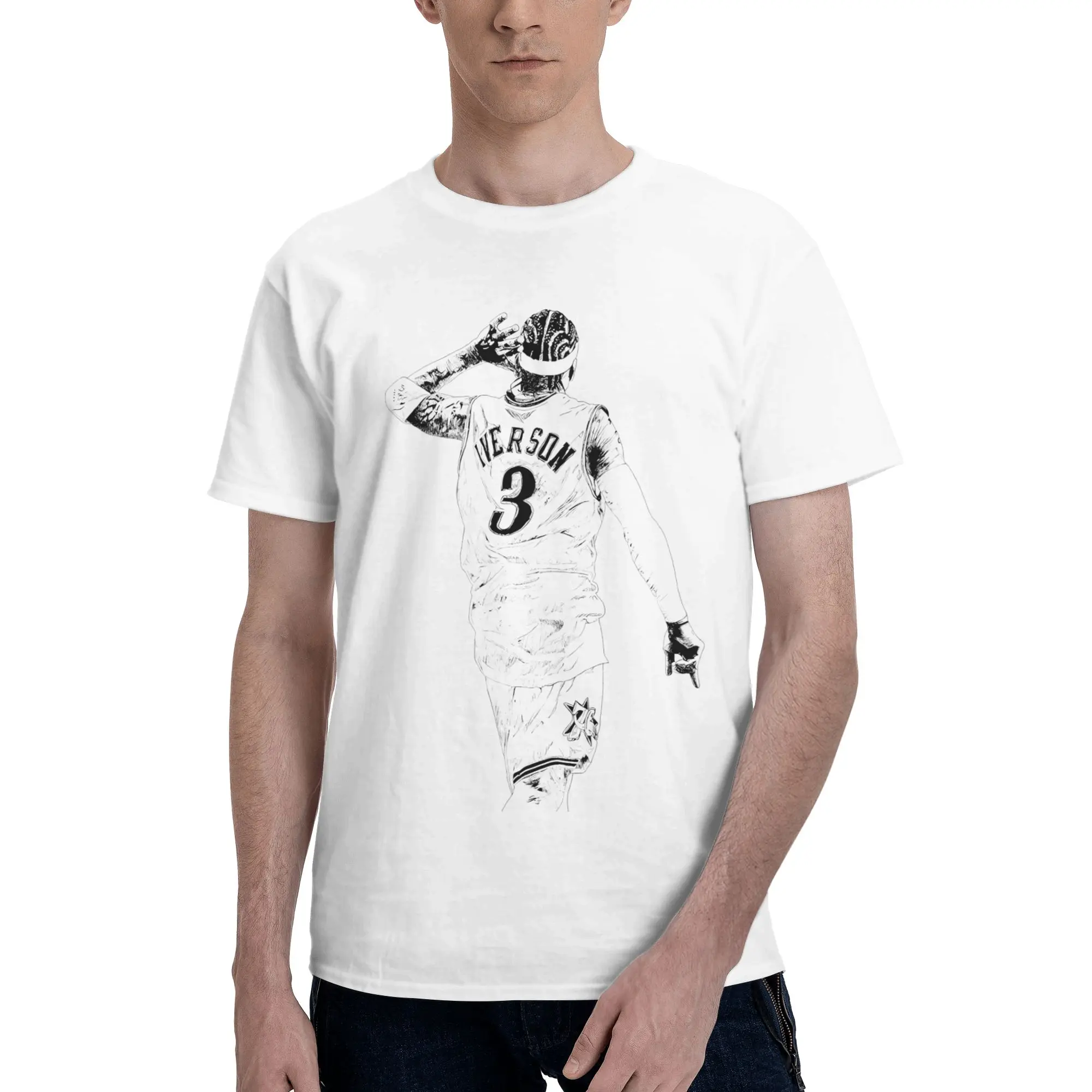allen-iverson Comfortable Reversible T-shirt Casual And Relaxed Basic Tee