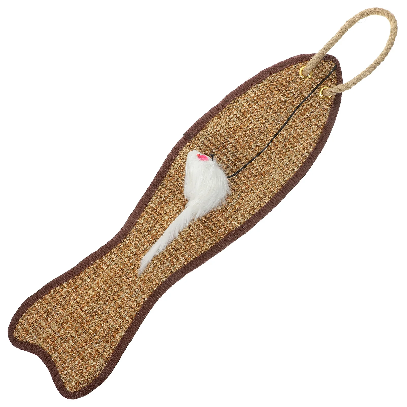 

1Pcs Cat Scratching Pad Sisal Fish Design Hand Knitted Eco Friendly Material with Feeding Port Attractive Texture for Claw