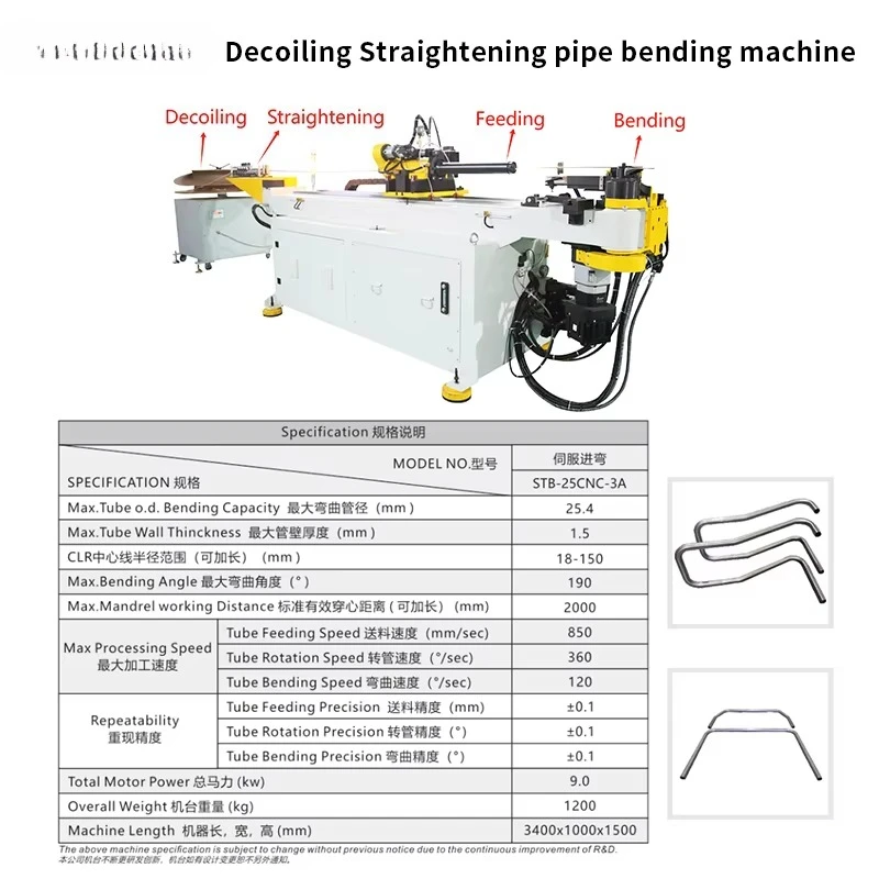 Decoiling Straightening Pipe and Tube Bending Machine Automatic Pipe Bending Machine for Metal Tube Processing Furniture