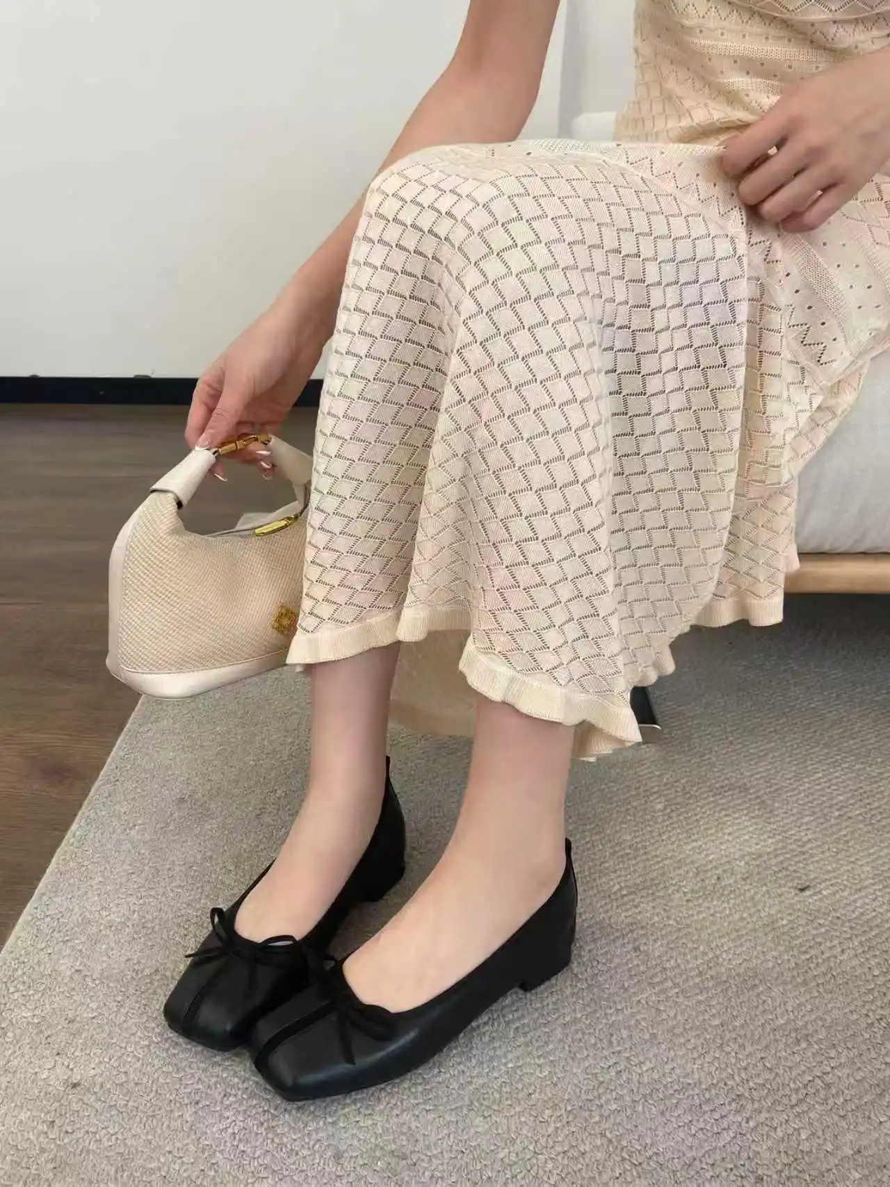 retro-knot-single-shoes-women's-spring-summer-new-style-square-head-low-heel-ballet-shoes-genuine-leather-slip-on