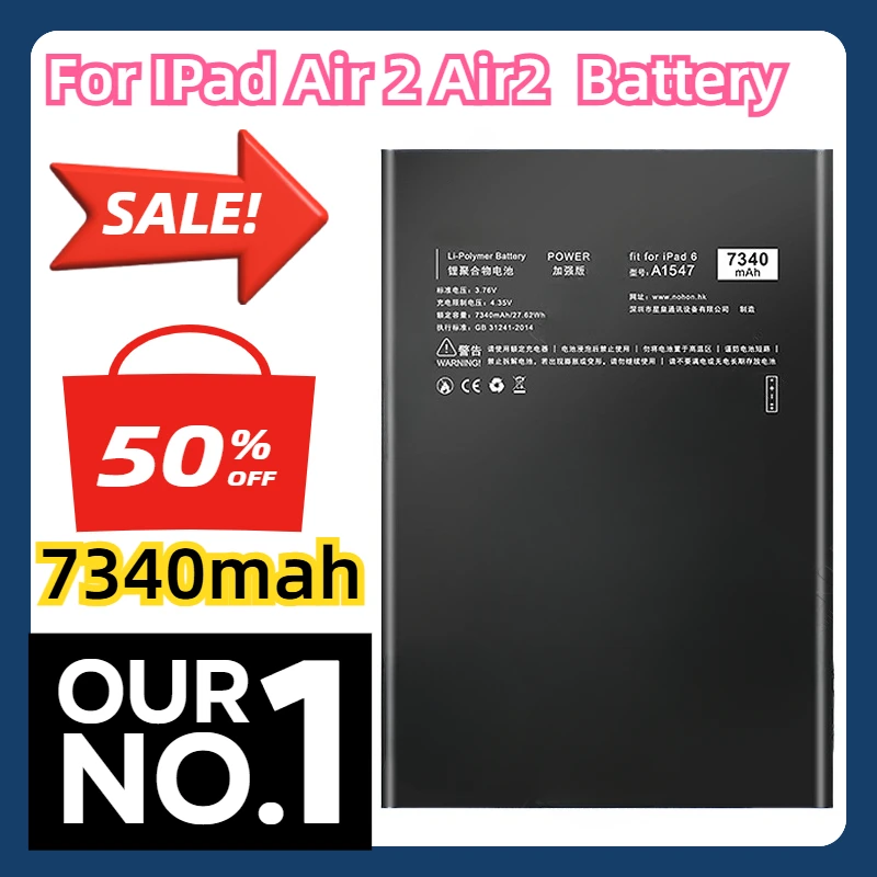 

For IPad Air 2 Air2 Battery for IPad 6 IPad6 A1547 A1566 A1567 7340mah Replacement Batteries