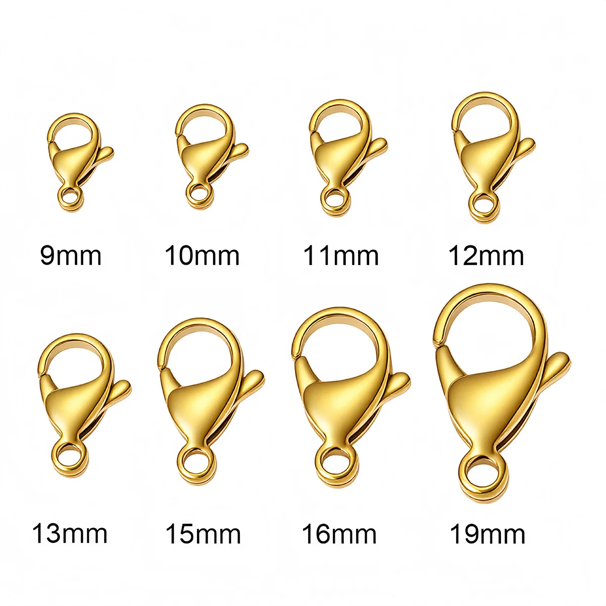 20/30/40 Mirror Polished 9-19mm 316L Stainless Steel Lobster