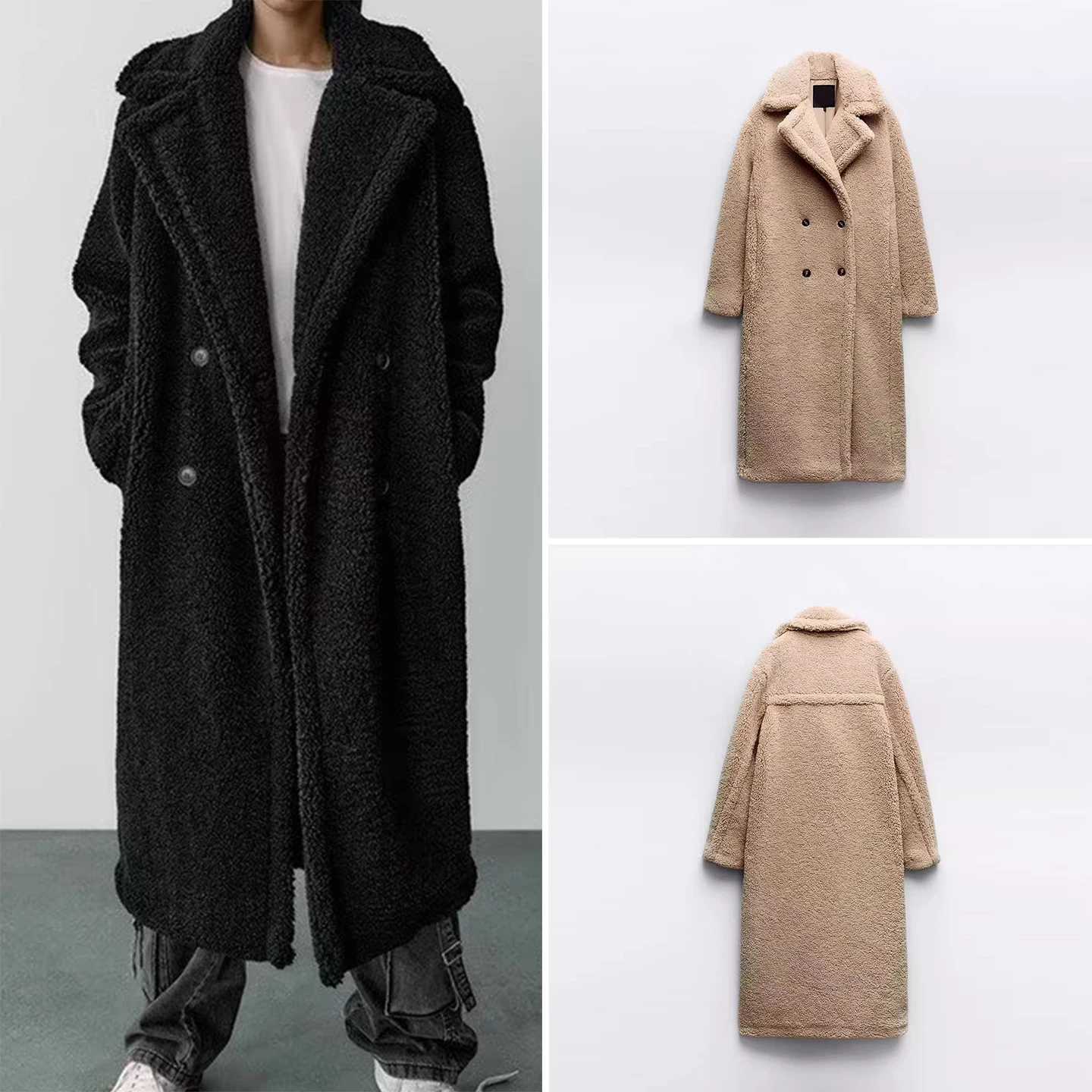 

Модное повседневное длинное пальто женское, осень 2024, новинка Sle, универсальная верхняя одежда, двубортный лацкан, другой материал Z