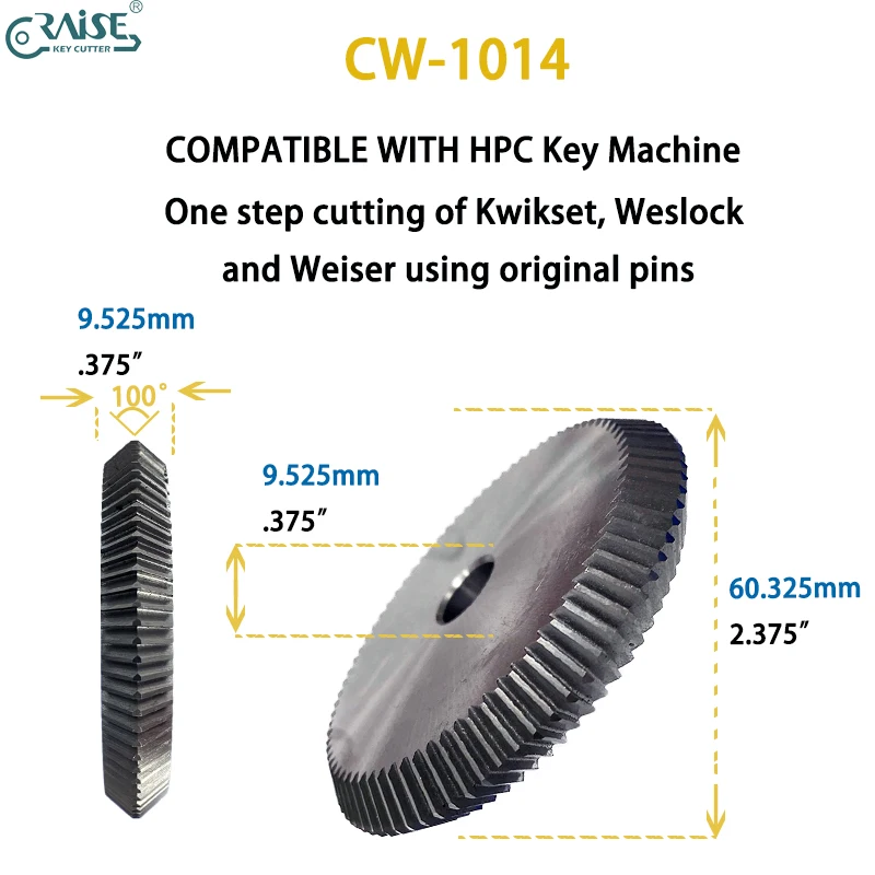 HPC CW-1014 Cutter for Kwikset Weslock  Weiser Using Original Pins