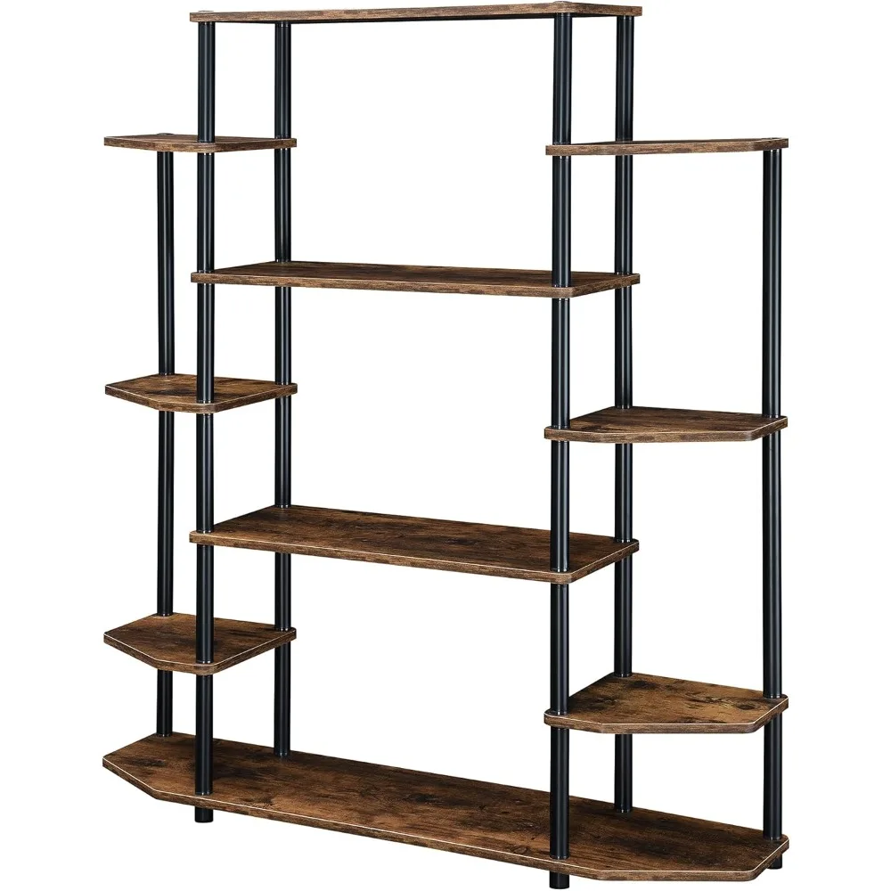 Contemporary Wall Mounted Bookshelf with 10 Shelves for Modern Living Storage
