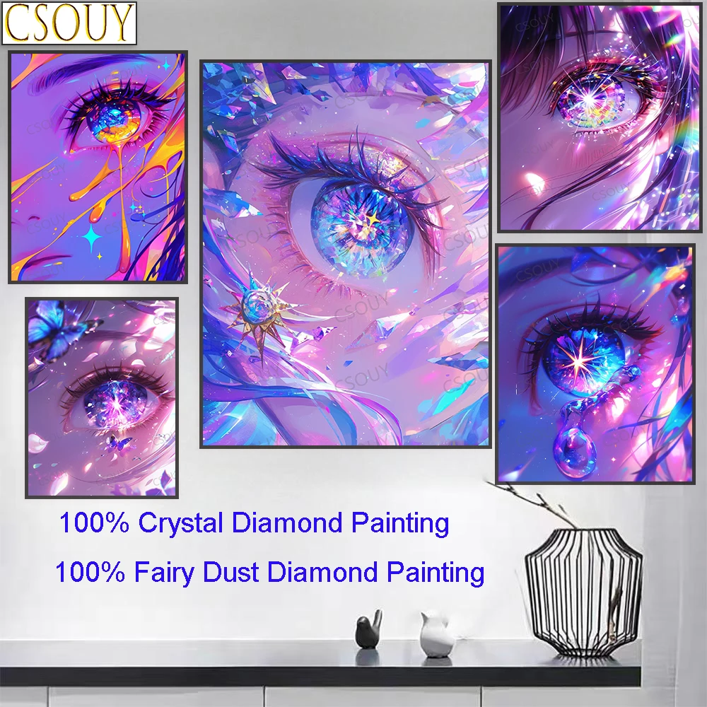 

100% Fairy Dust Square Diy Diamond Painting Cross Stitch Glowing Gaze 5D Embroidery Mosaic Home Decor Needlework Full Crystal AB