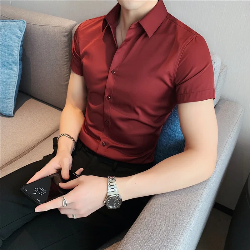 

Slim Fit ort Sve irt Men's Small Size S Pure Color Korean Sle Busin Formal irt for ort People 55 Versatile
