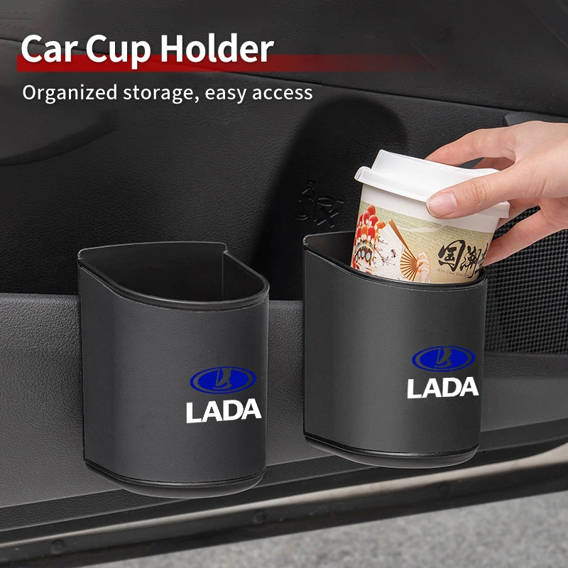 Leather Car Door Cup Holder Storge Box Seat Back Phone Holder For Lada Priora Sedan Sport Kalina Granta Vesta Niva Largus Vaz