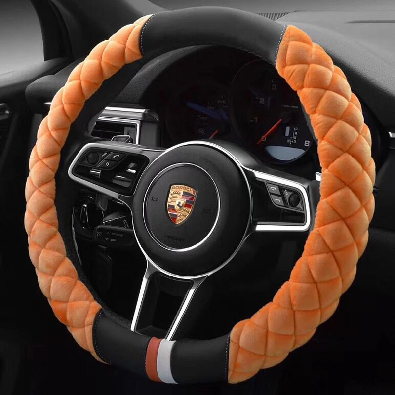 CHIZIYO Car Steering Wheel Cover Case High-density Soft Warm Plush Winter Auto Protector Universal Car Interior Accessories