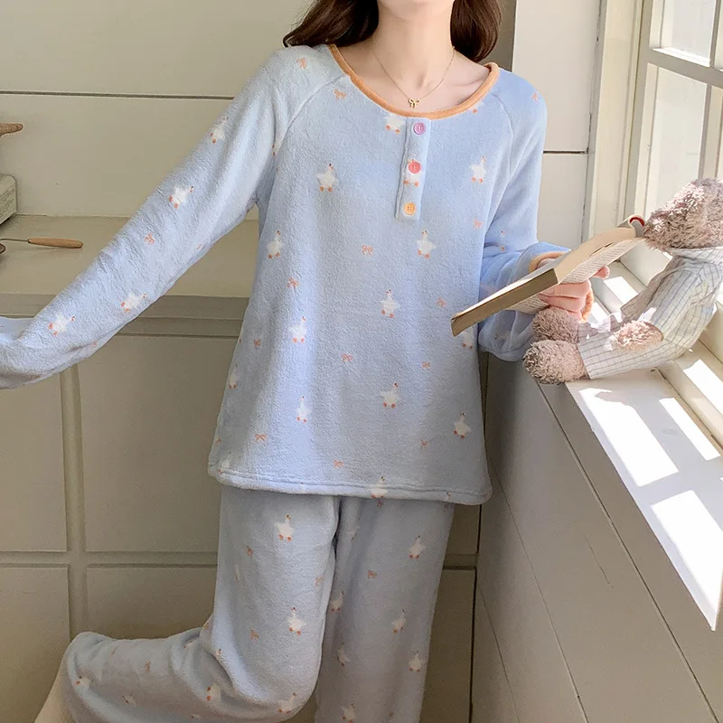 

Women's Clothing Pajamas Winter Thicken Keep Warm Leisure Comfortable Outdoors At Home Sleep Fashion Exquisite Suit Minimalist