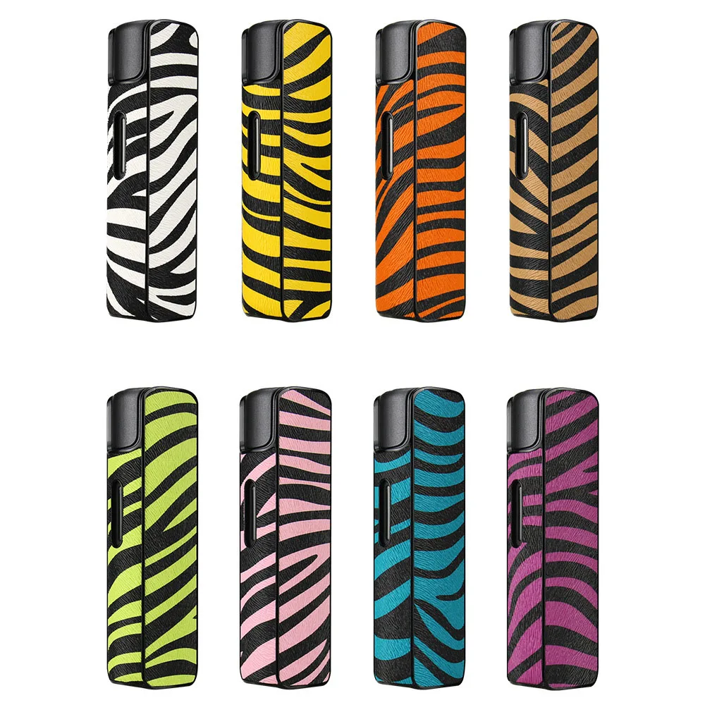 Fashion 8 Colors Zebra Pattern Skin Leather Case for LIL Solid 2.0 Replaceable E Smoking Box for IQOS Solid2 Cover Shell