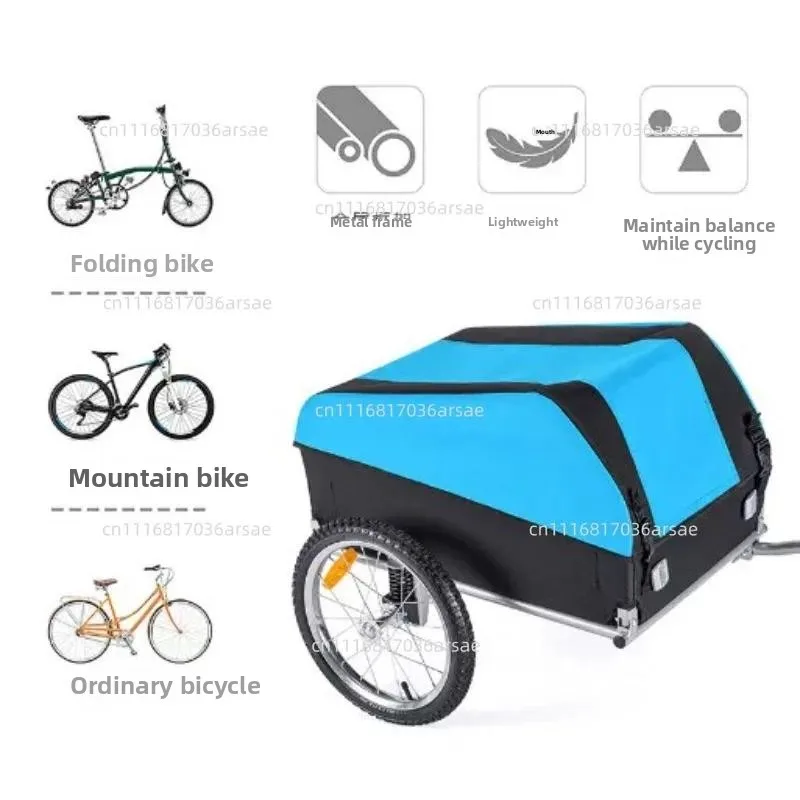 Bicycle Trailer With Oxford Fabric Foldable Bike Cargo Trailers, Supports Up To 130 LBS, Removable Cover, Black
