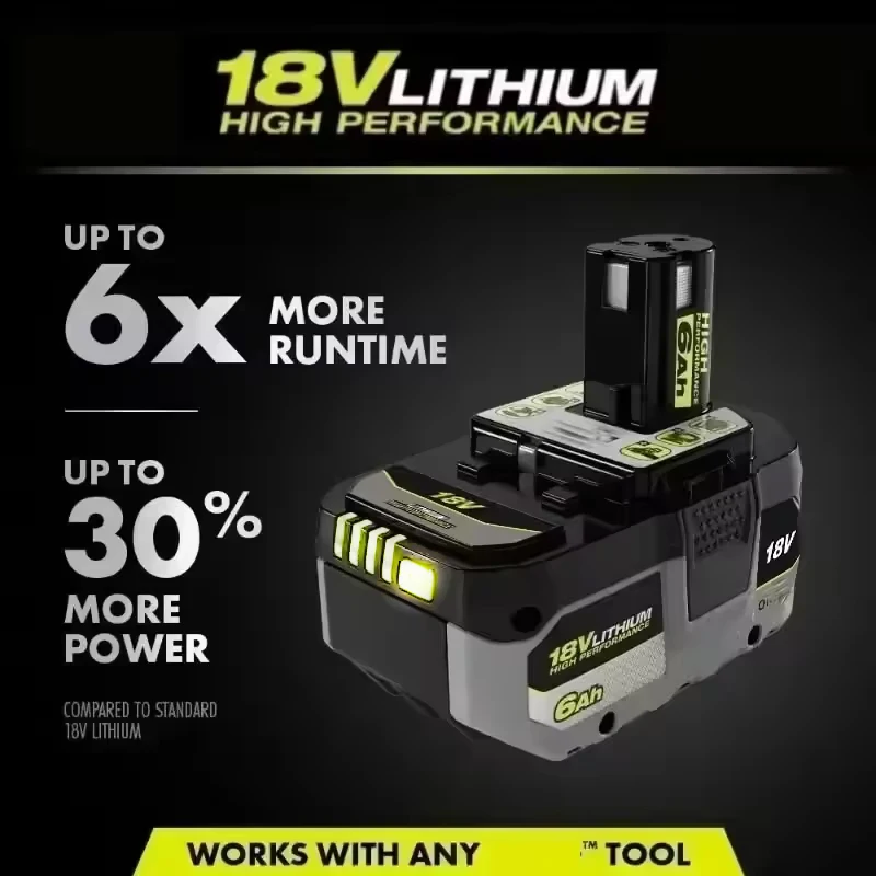 Genuine RYOBI ONE+ 18V 5.0/6.0/8.0Ah Replaceable Battery for DIY Drill Saw Blower, High Capacity Long Runtime All Cordless Tools