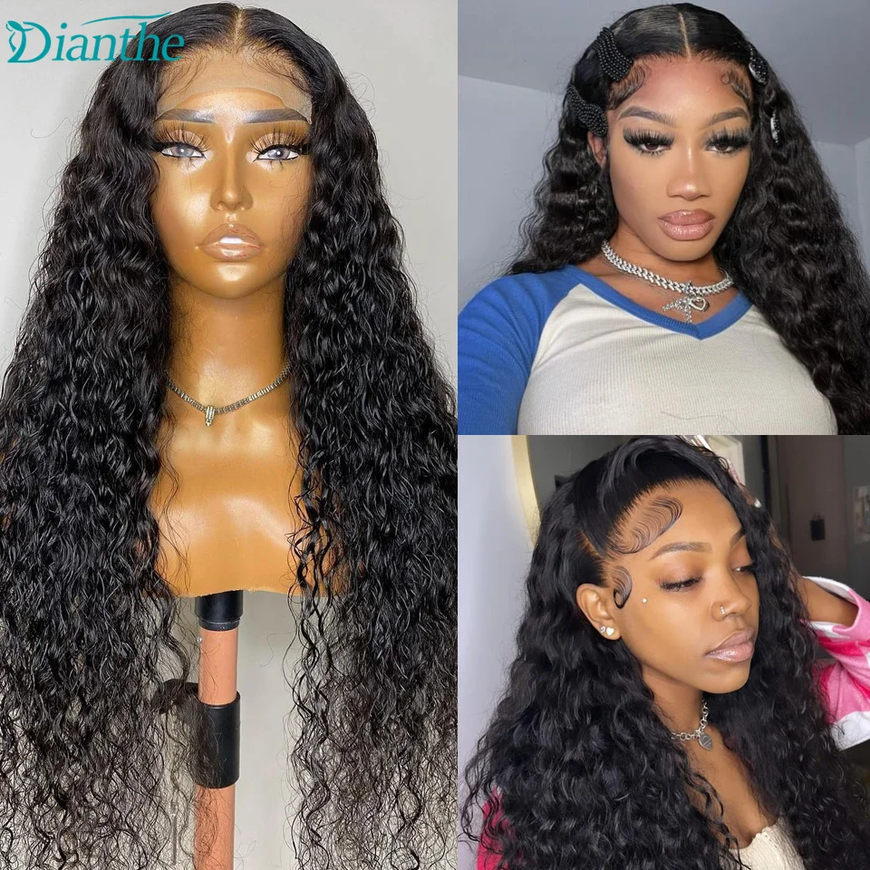 

Brazilian Deep Wave Frontal Wig 13x4 Lace Frontal Human Hair Wigs Transparent Lace Wigs For Women Human Hair Pre Plucked Dianthe