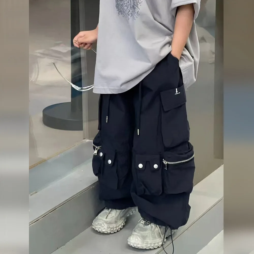 

Summer Thin Casual All-match Trendy Cool Loose Pants Kids Clothes Childrens Cargo Pants Solid Color Fashionable