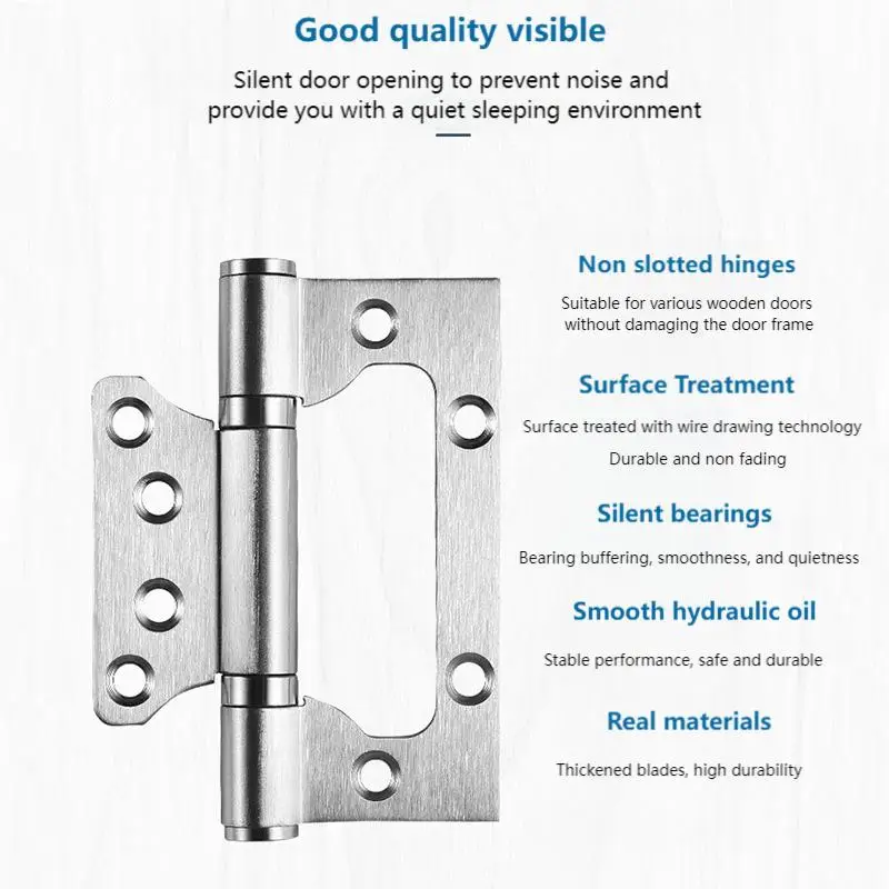 Dobradiças de encaixe de 4 polegadas de aço inoxidável espessadas (tipo mãe e filho), dobradiças de rolamento silencioso para portas de banheiro e quarto