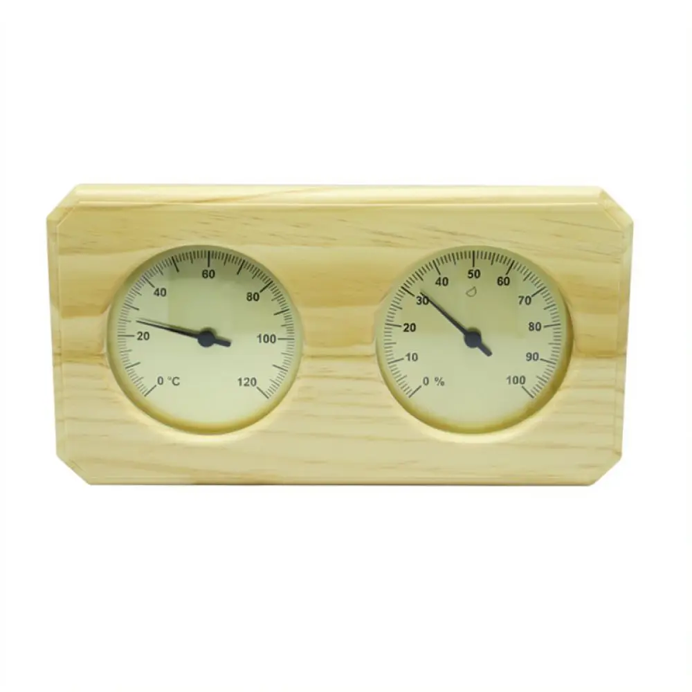 Sauna Hygrometer Wooden Wall Hanging Dual Display Gauge Indoor High Temperature Humidity Monitor Bath Tool