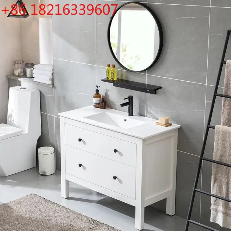 Nordic solid wood bathroom cabinet face wash basin cabinet combination bathroom washstand floor type