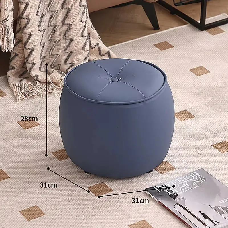 Luxury Wood Stool with Leather Low Entry Modern Design Coffee Table Ottoman for Living Room Shoe Changing Entrance
