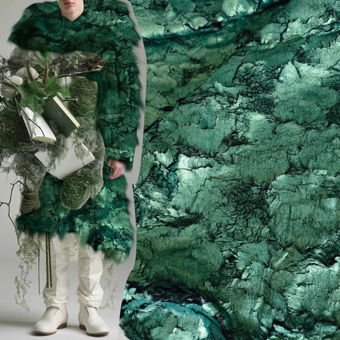 

1yard Irregular imitation fur with cracked hot stamping texture fabric Designer Fashion Creative Stage Tops Fabrics for sewing