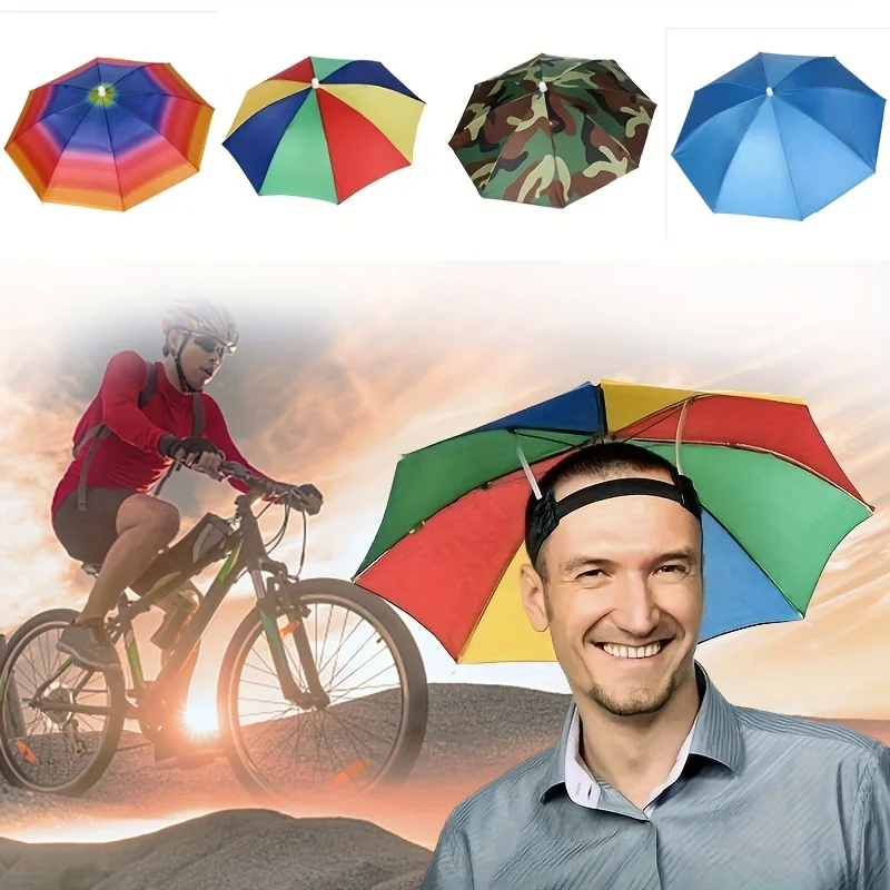 Rain Umbrella Hat Foldable Sun Shade Waterproof Fishing Headwear Cap Beach Head Hats Outdoor Hiking UV Protection Sunscreen