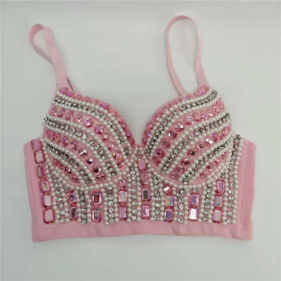 

Acrylic Bubble Bead Fishbone Shaping Bra Hand-Sewn Drill Heavy Embroidery Wrap Adjustable Suspenders Bouncer'S Robe