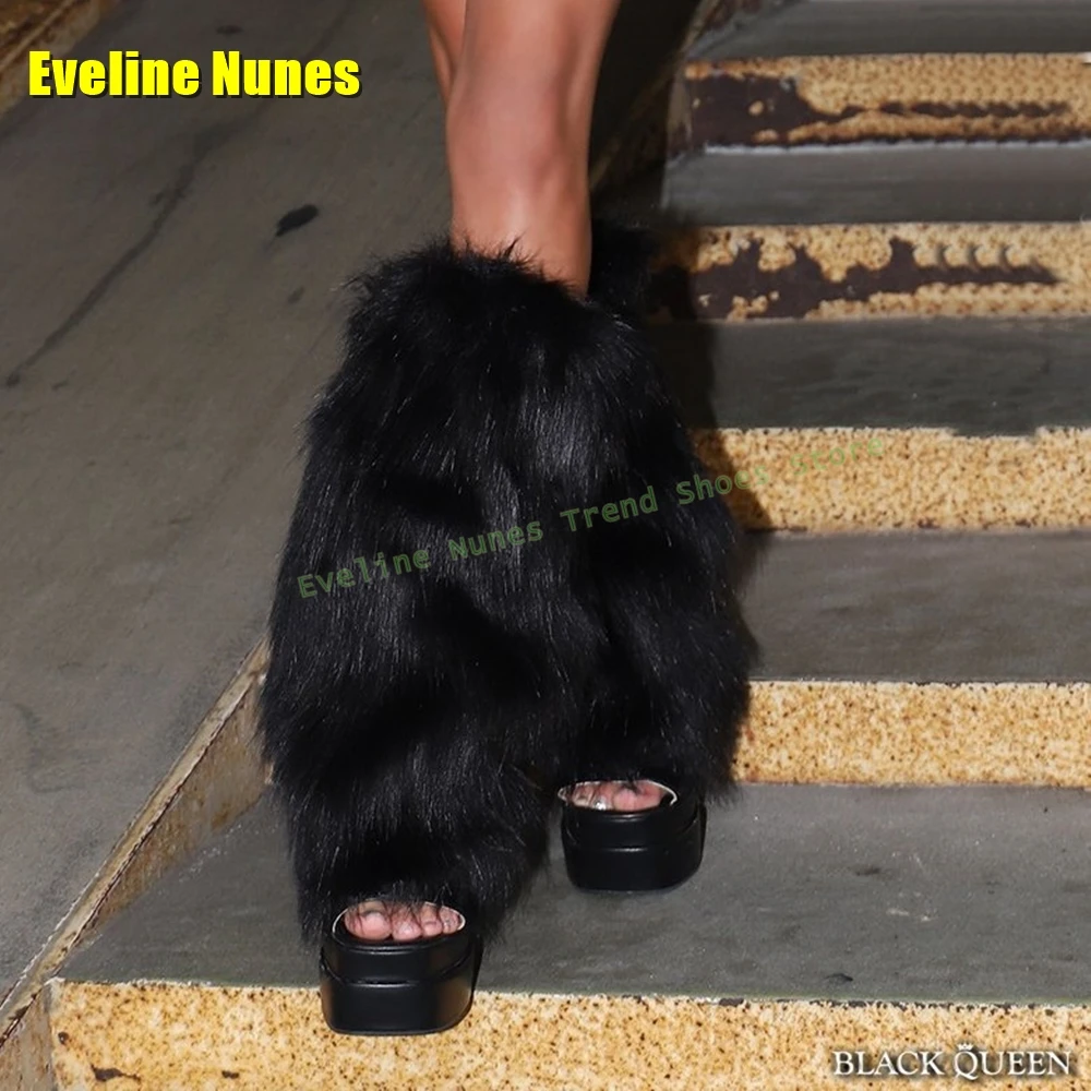 

Черные женские сапоги до колена на платформе-гладиаторе с открытым носком и блочным каблуком в стиле пэчворк, лето 2022, уличный стиль, ботинки с рукавами Y2K