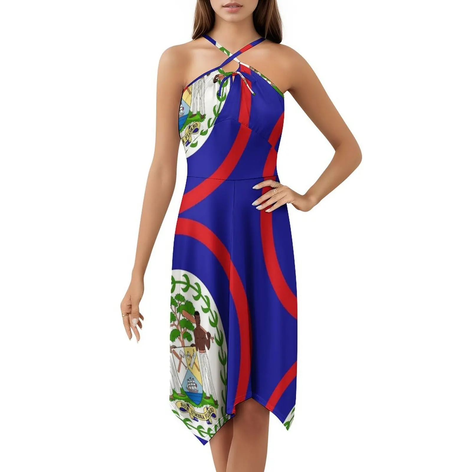 Флаг Белиза Подарки Наклейки и продукты (Gf) Платье с вырезом в форме сердца Элегантное летнее праздничное платье для женщин Флаг Белиз Флаг