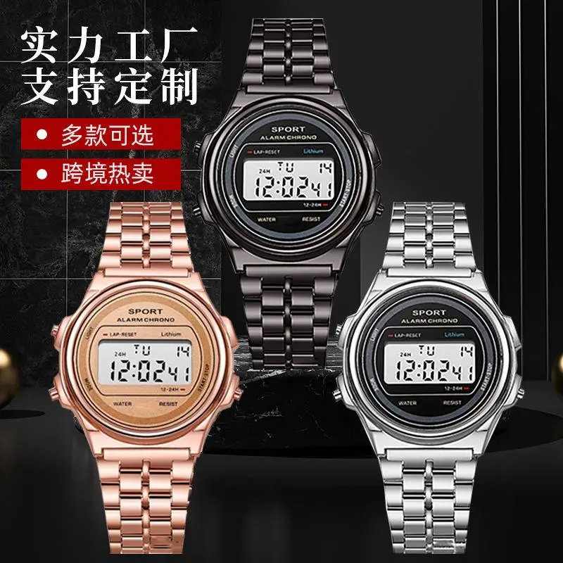 Explosion LED electronic watch WR F91W steel band A159 new round fashion watch multifunction electronic watch