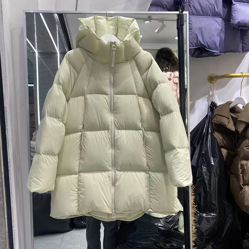 Abrigo de invierno para mujer, chaqueta de plumón 2025, nueva chaqueta de plumón de pato blanco grueso y cálido con capucha, chaqueta de plumón para mujer Parker, chaqueta de plumón para mujer H443