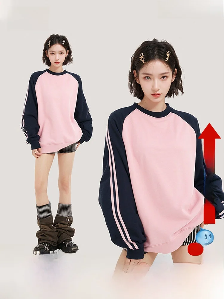 

Новая женская свободная повседневная футболка из чистого хлопка с длинным рукавом для весны и осени, с вставками на плечах, базовая модель для студентов