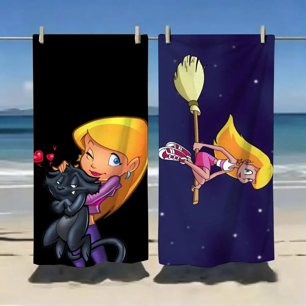 Witch Cartoon S-SabrinaThe Animated Series Towel Microfiber soft Beach Towel for Travel Fitness Sauna Bathing Camping