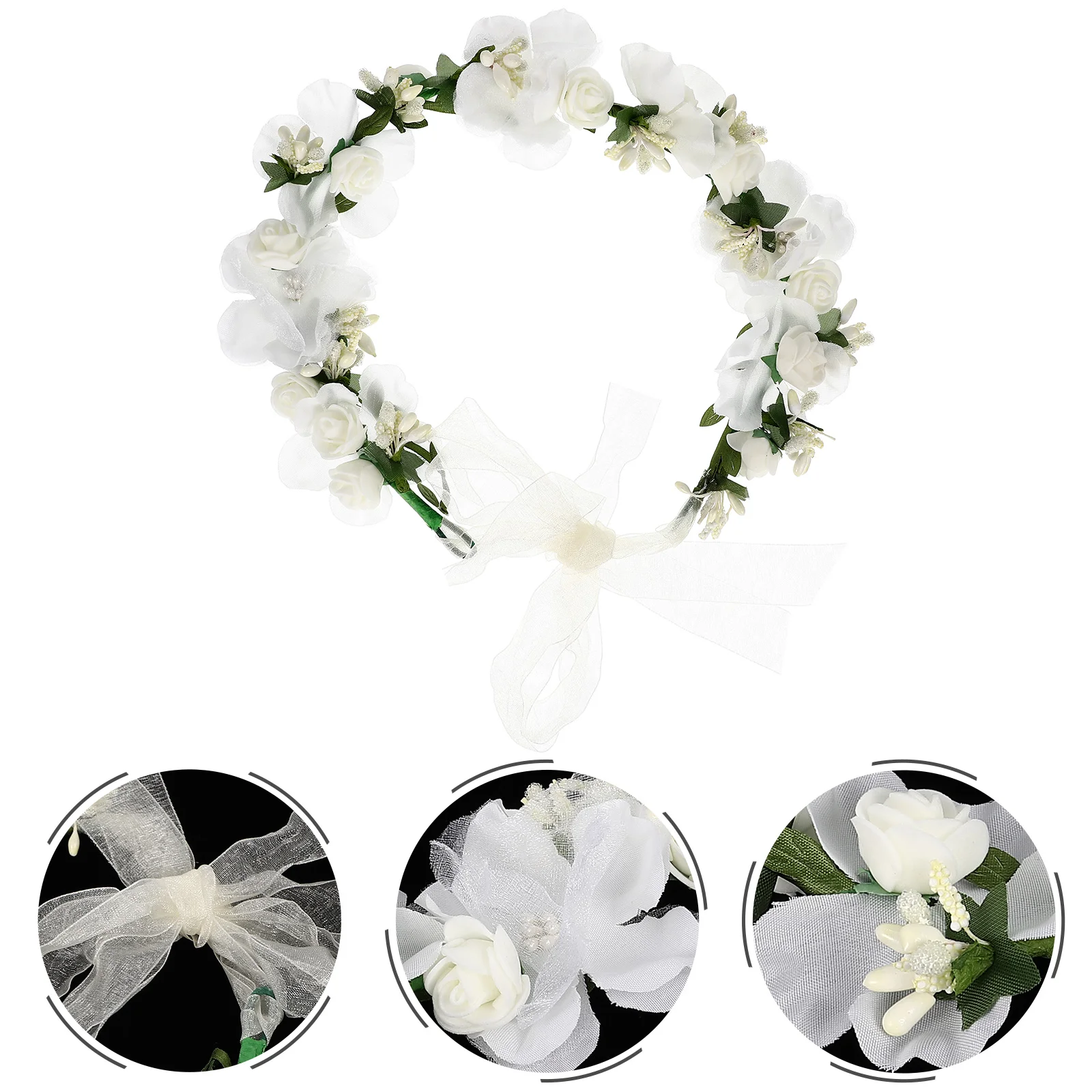 

Mori Bridal Wreath Head Band Wedding Hair Accessories Garland Headband Hairband for Girls Foam Toddler Flower Crowns Women