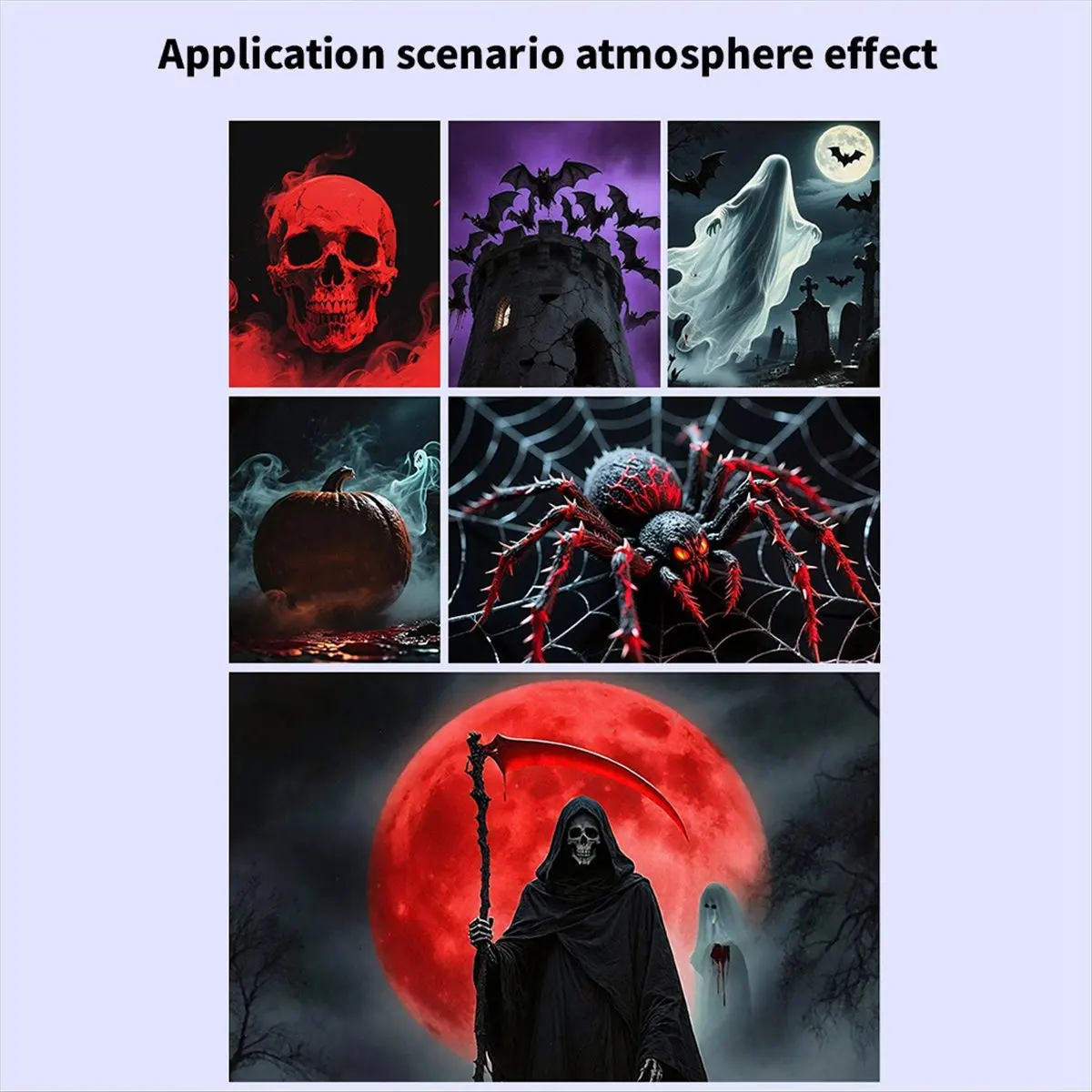 *A91P Halloween USB Projector Light Skull NightLight Ghost LED Lamp 360 Rotating Switchable Pattern Atmosphere Mood Light B