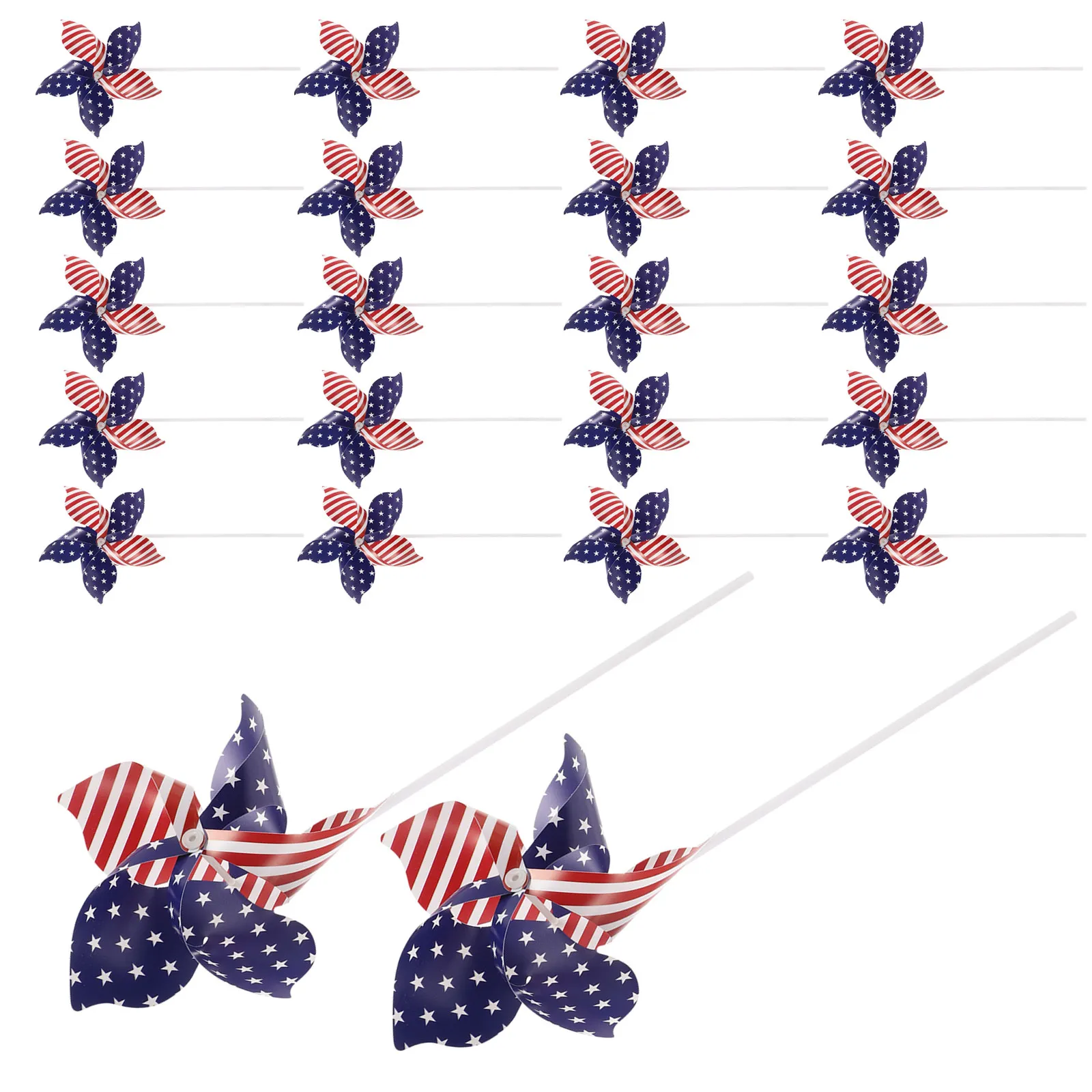 24Pcs Yard Windmill Decorative Stakes Patriotic Red White Blue Pinwheels Outdoor Lawn Garden Memorial Day Independence Day