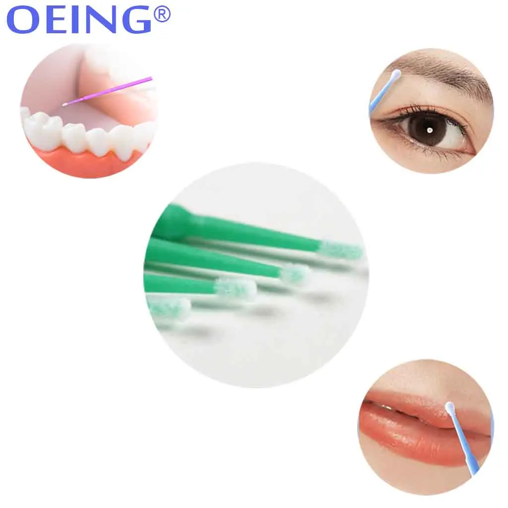 100 Stuks Tandheelkundige Wegwerp Micro Applicator Sticks Voor Make-Up Tandheelkunde Verzorging Tanden Reinigingstools Borstels Lange Hoofdborstel Buigbaar