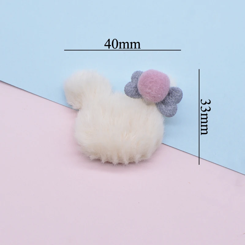 10Pcs Padded Plush Mouse Head Heart Rabbit with Bow Rhinestone Appliques for DIY Clothes Hat Leggings Headwear Sewing Patches