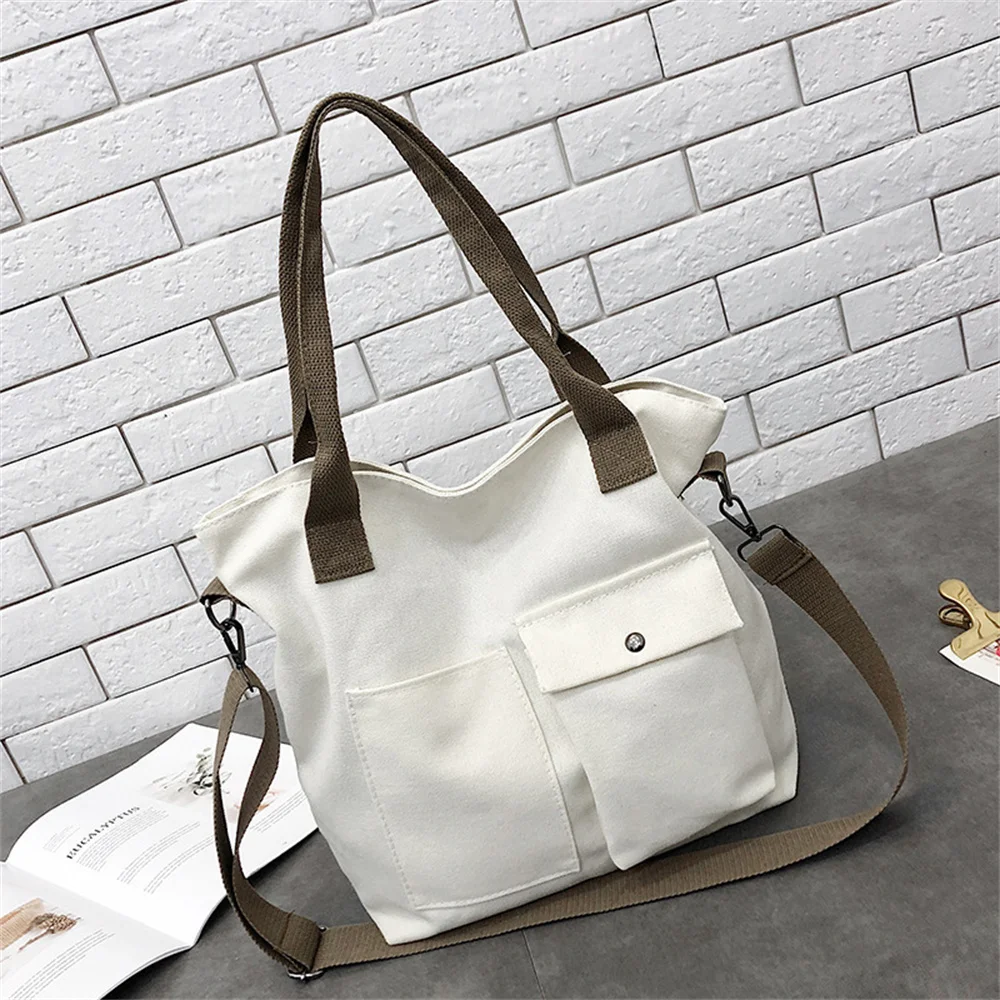 Bolsa escolar de lona de grande capacidade para mulheres, bolsa de ombro único, crossbody, simplicidade, casual, universitária, japonesa, coreana, INS