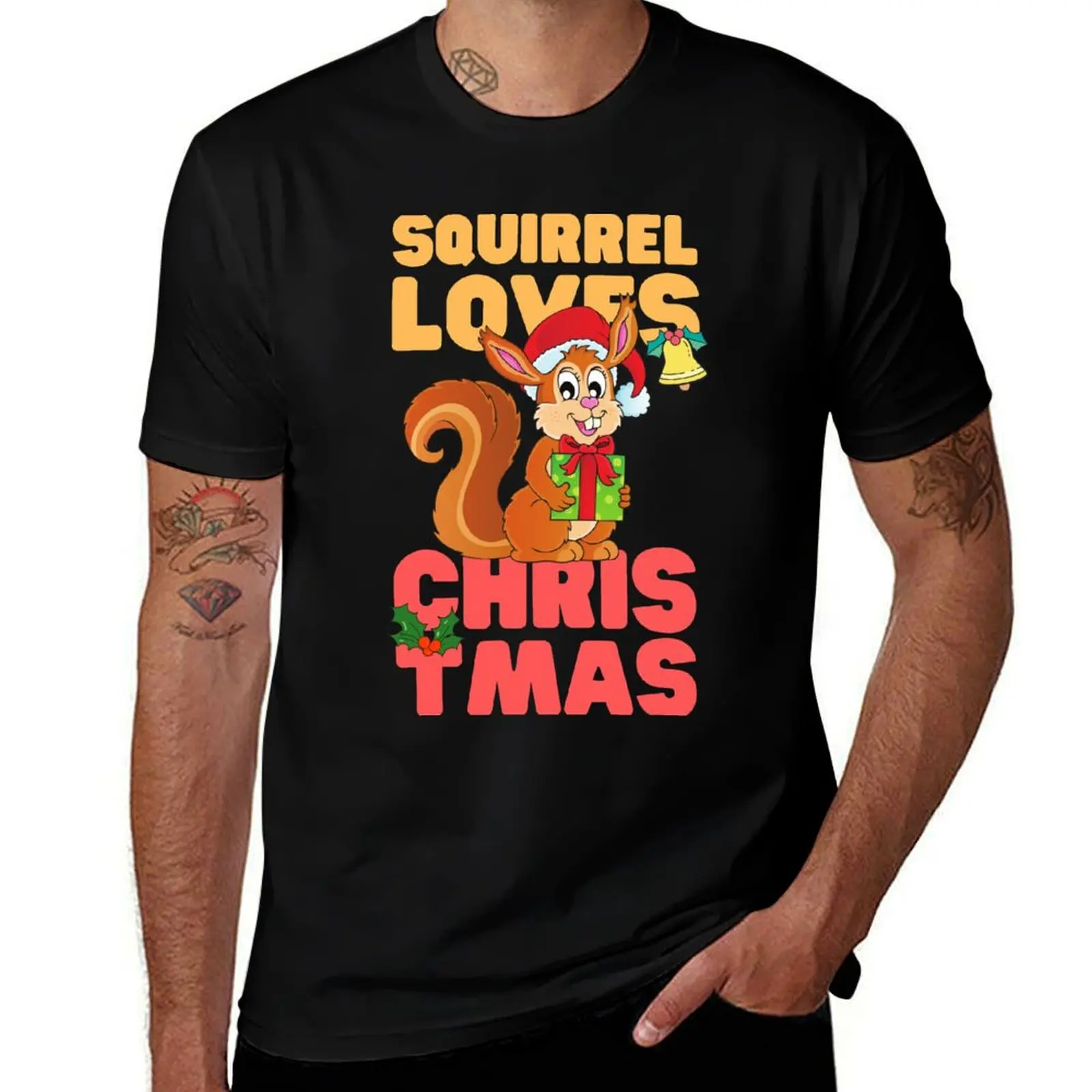 Squirrel Loves CHRISTMAS T-Shirt man t shirts for men casual T-Shirt
