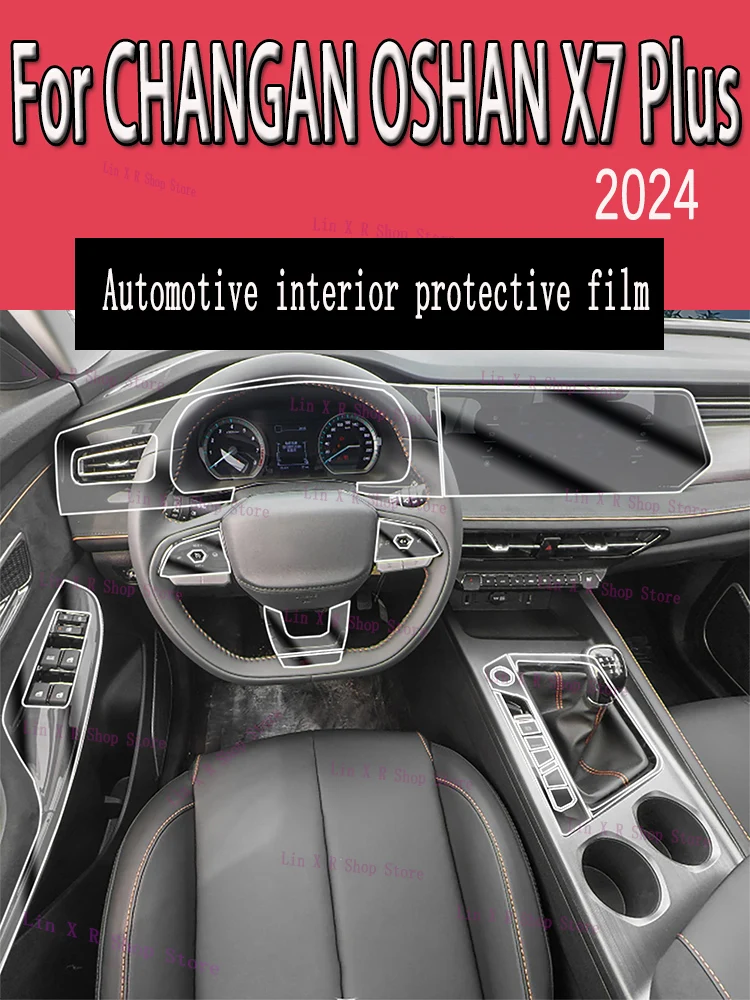 For CHANGAN OSHAN X7 Plus (2024) Car Gearbox Panel Film Dashboard Protective Sticker Interior Screen Anti-Scratch Accessories