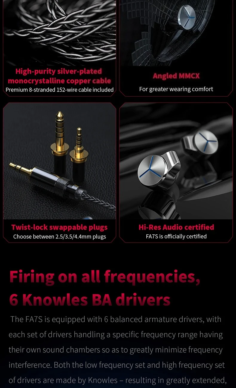 Drivers In-ear Monitor Earphone Iem Knowles Balanced Armature 3-waycrossover System Headset Mmcx Detachable Cable