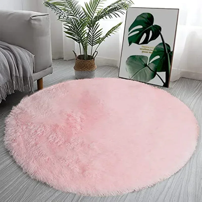 

Soft Plush Round Carpet Modern Fluffy Rug In Bedroom Living Room Cute Comfortable Indoor Shading Mat Baby Children Girls Pet