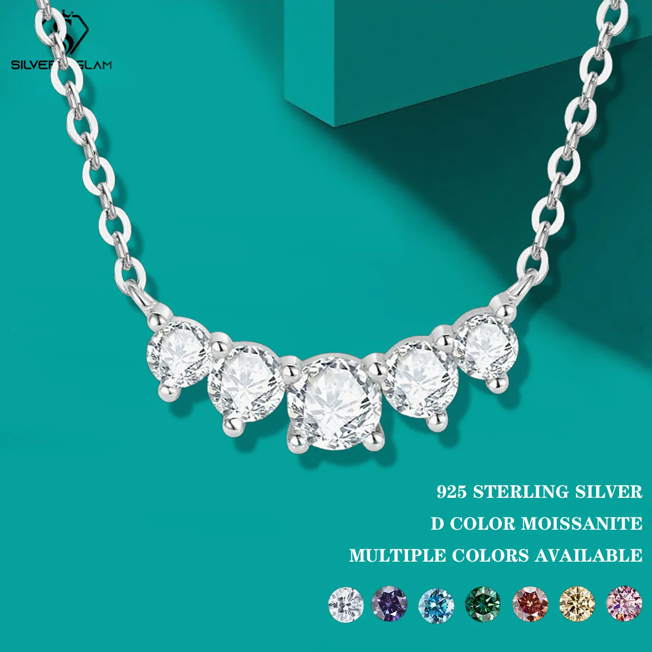 

0.5CT D Color Moissanite Simple Elegant Necklace 925 Sterling Silver Sparkle Smile Necklace Fine Jewelry Women Gift For Wedding