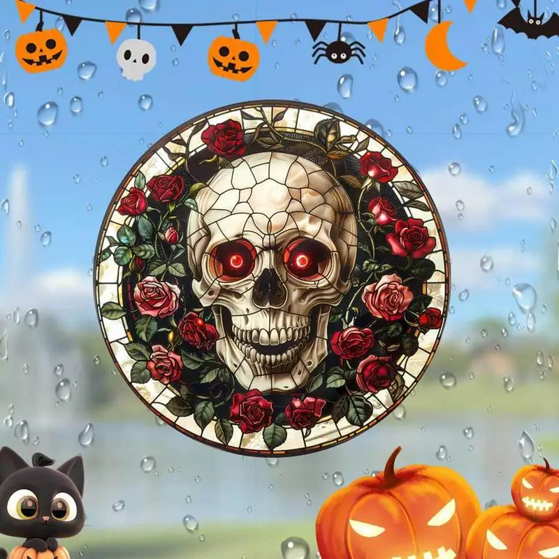 Halloween Decorations Window Clings Waterproof Window Clings Oil-proof Skull Window Sticker Reusable Easy Electrostatic Sticking