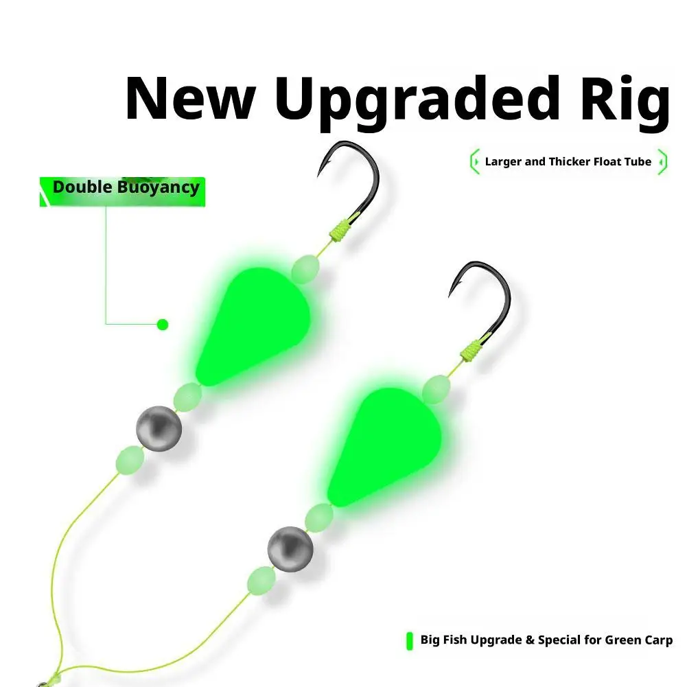 Doppelhaken-Angelvorrichtungen mit Nachtlicht-Design, Doppelte Auftriebskraft & Reverse Bottom Ready Made Pesca Karpfen-Rigs Angelköder – Detail 16