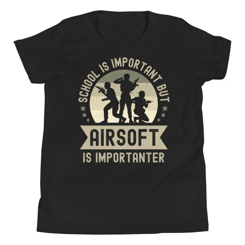 School Is Important but Airsoft Importanter Youth Short Sleeve T-Shirt