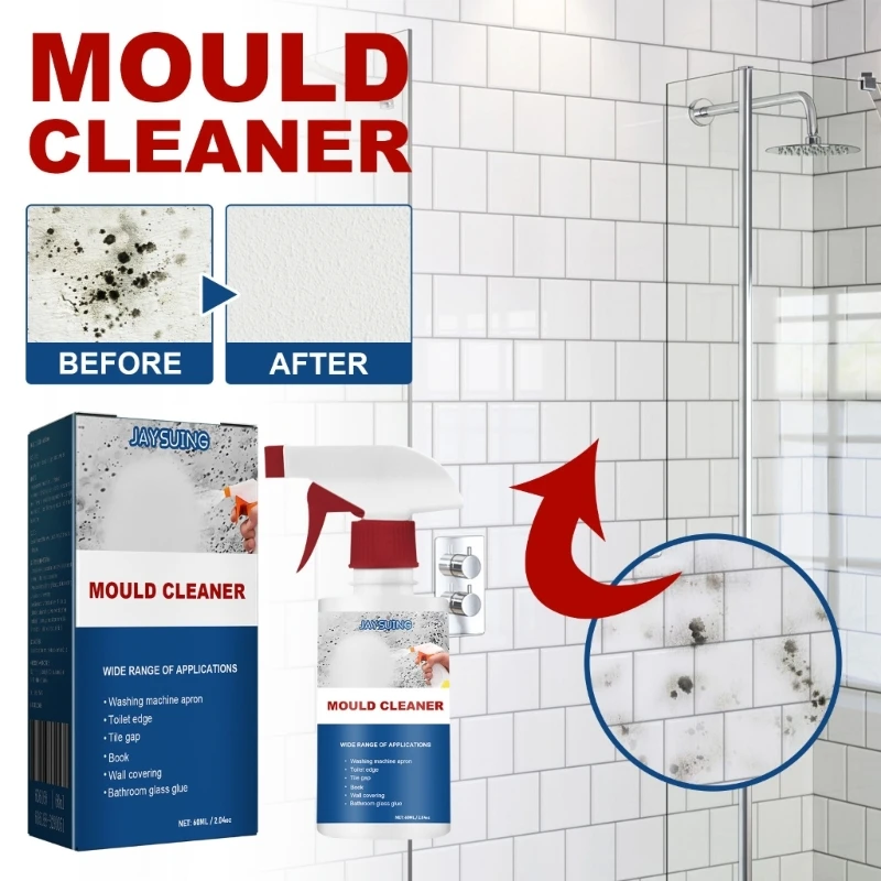 Jaysuing Household Mold Remover Spray Mildew Cleaning Agent Furniture Tile Removal Floor Wall Mold Cleaner 60ml