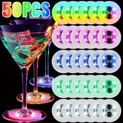 Wholesale LED Luminous Coasters Battery Powered Light Up Coasters Stickers Liquor Bottle Cup Mat For Wedding Party Decorations