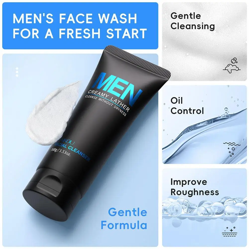

Men Facial Cleanser Moisturizing Oil Control Exfoliating Acne Prone Deep Cleaning Skin Blackhead Remover 50g