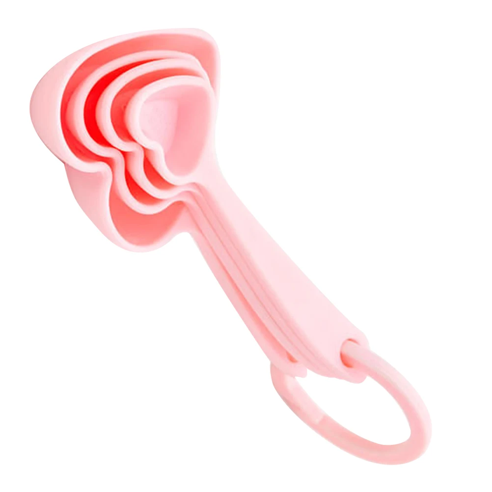 

Heart Shaped Measuring Spoon Pink Salt Spoons Cutlery Tableware Wedding Souvenirs Home Kitchen Plastic Dessert